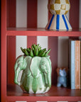 Vase Steingut grün Elefanten