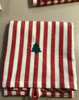 Küchenhandtuch gestreift mit Stick Schleife oder Tannenbaum