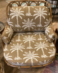 Vintage Sessel Rattan Drehsessel neu bezogen mit Palmenmotiv