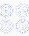 Teller mit blauen Motiven, 4 versch. Designs