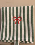 Küchenhandtuch gestreift mit Stick Schleife oder Tannenbaum