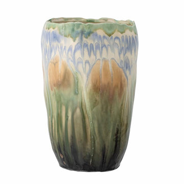 Vase Keramik Blau Braun Grün
