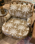 Vintage Sessel Rattan Drehsessel neu bezogen mit Palmenmotiv