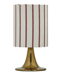 Tischlampe messing und gestreifter Leinenschirm