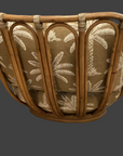 Vintage Sessel Rattan Drehsessel neu bezogen mit Palmenmotiv