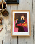 Bild Kunstdruck Frau am Tisch