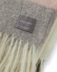Decke mit Fransen gestreift multicolor- braun/schwarz/rosa