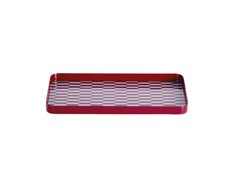 Tablett Minimal Muster M, Bordeaux/ hellblau