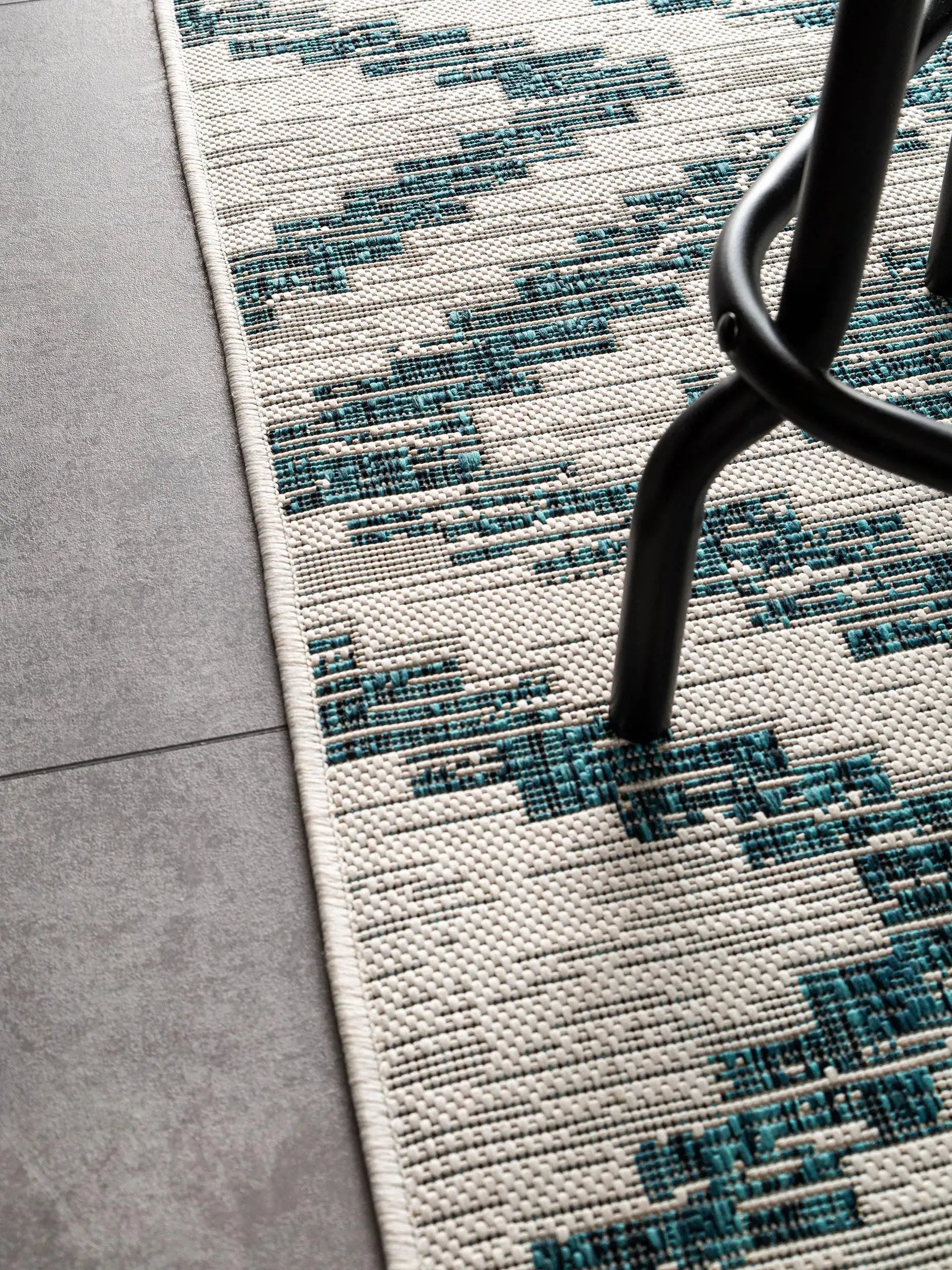 Teppich In- und Outdoor Rauten blau/türkis