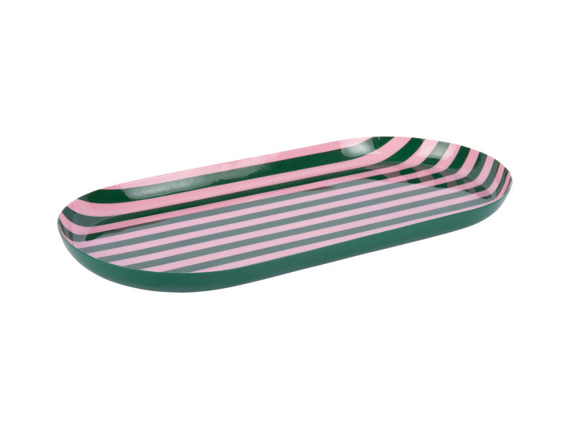 Tablett oval gestreift