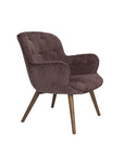 Sessel Lounge in Pflaumenton und Eichenholz