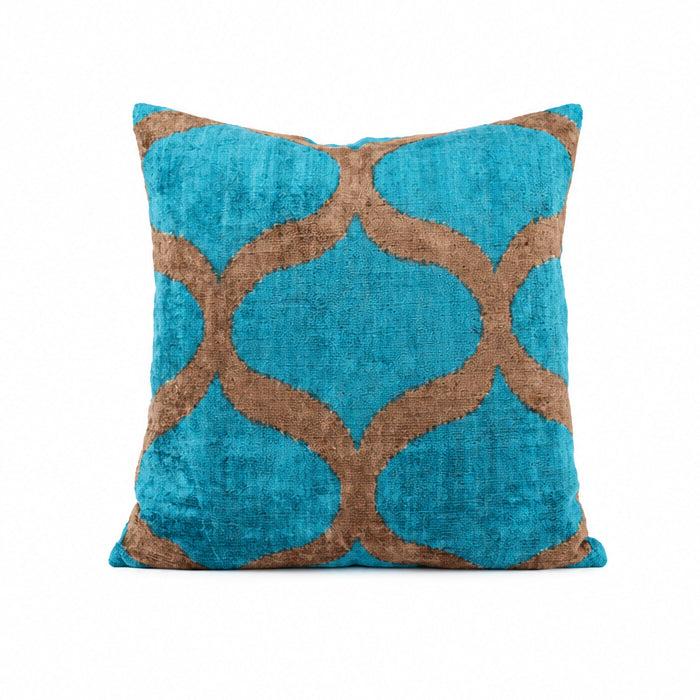 Kissen Ikat 50x50 braun/türkis