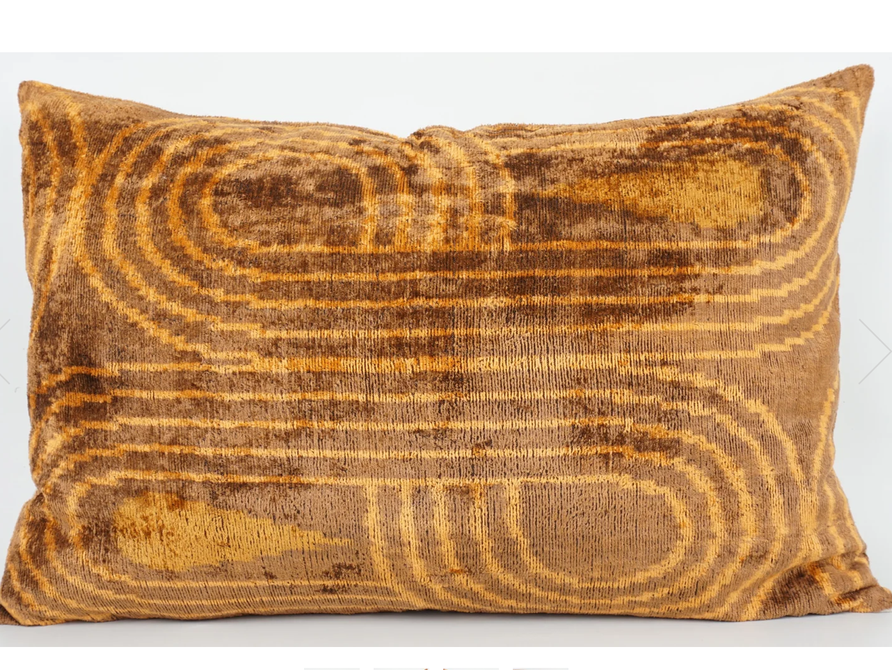 Kissen Ikat Samt Linien orange/braun, 40x60cm