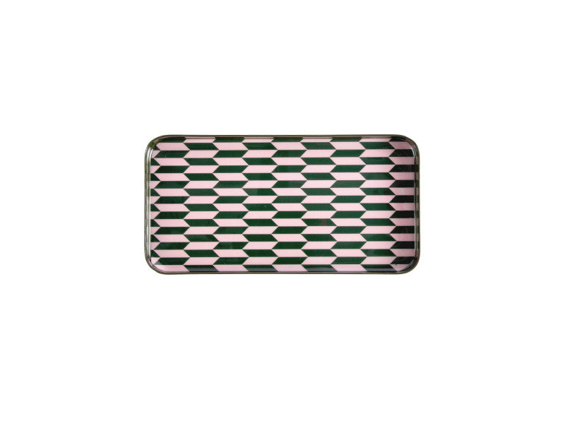 Tablett Minimal Muster S, rosa/ grün