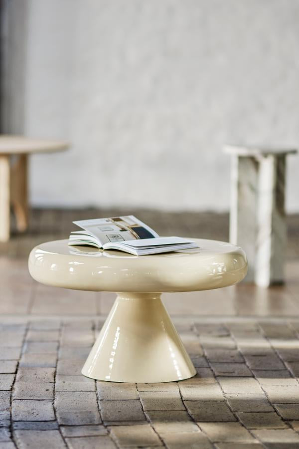Beistelltisch rund beige glänzend