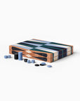 Backgammon blau/ grün/ camel in Lackbox