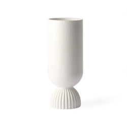 Vase Keramik weiß mit geripptem Fuß