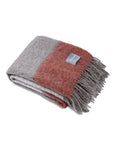 Decke Mohair Streifen ziegelrot sand