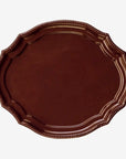 Tablett oval gewellte Kante und Bordüre bordeauxrot