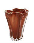 Vase Mocca mit creme Kante, Glas