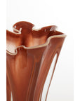 Vase Mocca mit creme Kante, Glas