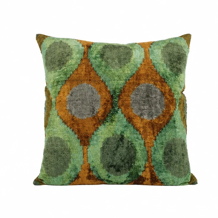 Kissen Ikat 50x50 grün/ braun