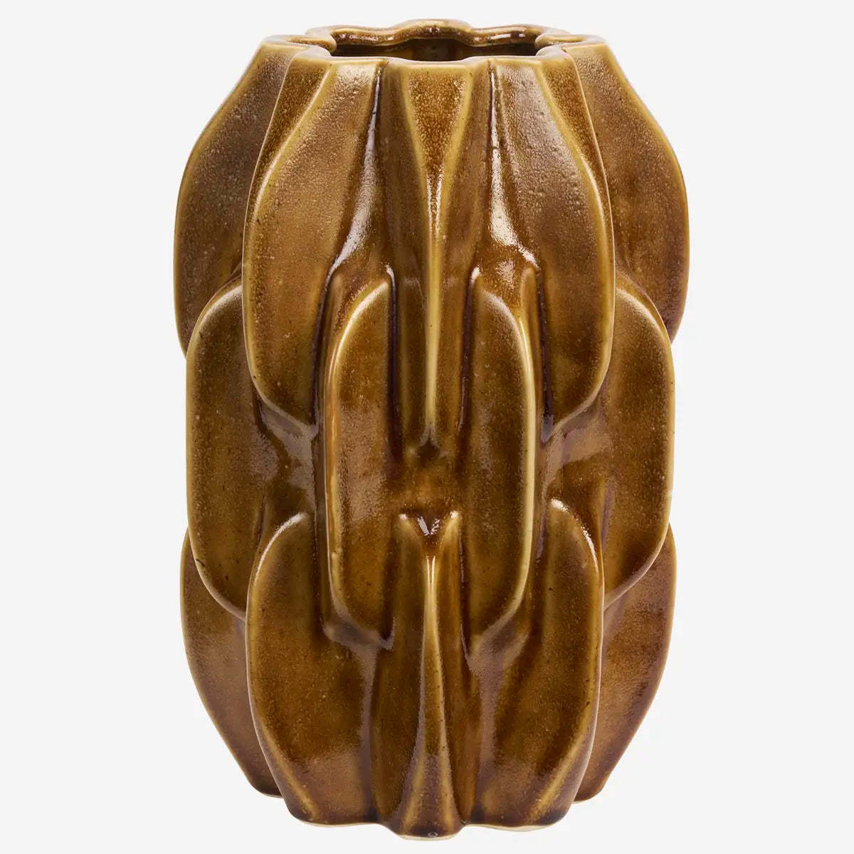 Vase reliefertes Design ocker