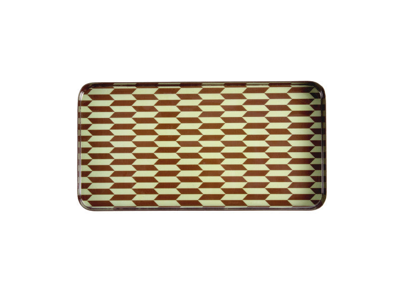 Tablett Minimal Muster M, braun/ erbse