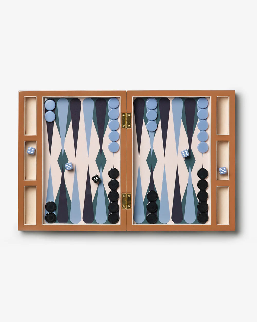 Backgammon blau/ grün/ camel in Lackbox