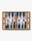 Backgammon blau/ grün/ camel in Lackbox