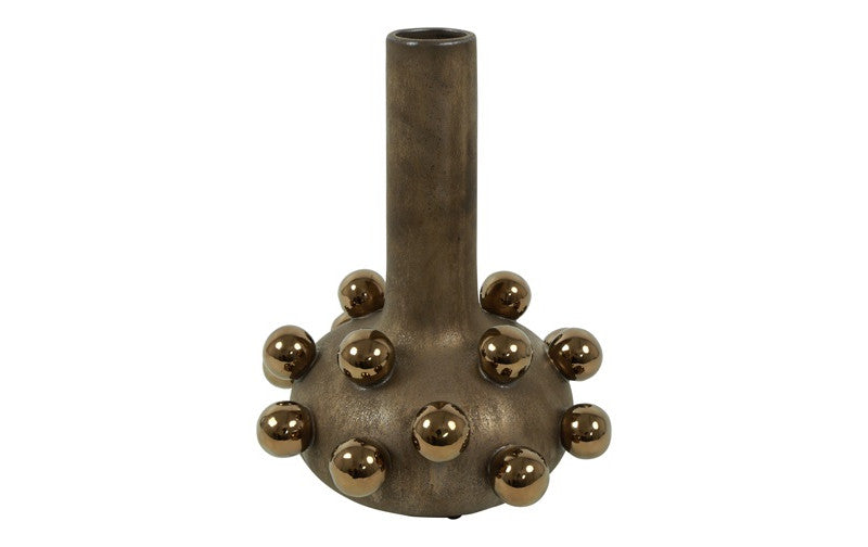 Vase dunkelbraun/ bronze mit Kugeln klein