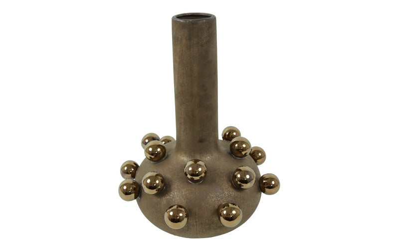Vase dunkelbraun/ bronze mit Kugeln groß