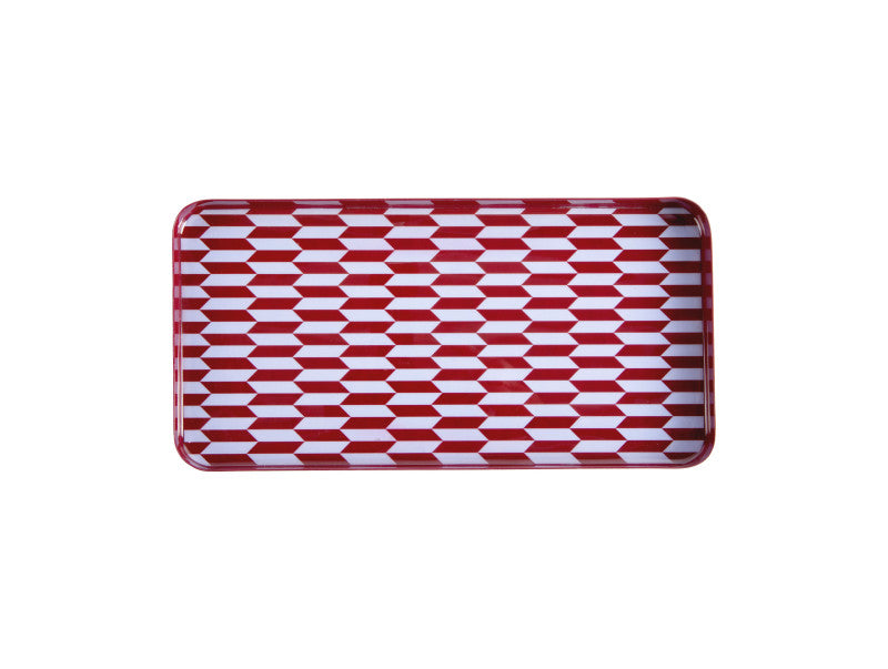 Tablett Minimal Muster M, Bordeaux/ hellblau