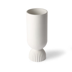 Vase Keramik weiß mit geripptem Fuß