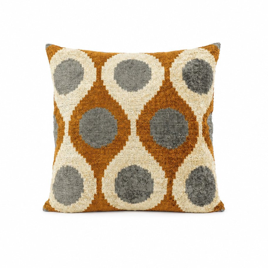 Kissen Ikat Samt karamell/beige/grau 50x50cm