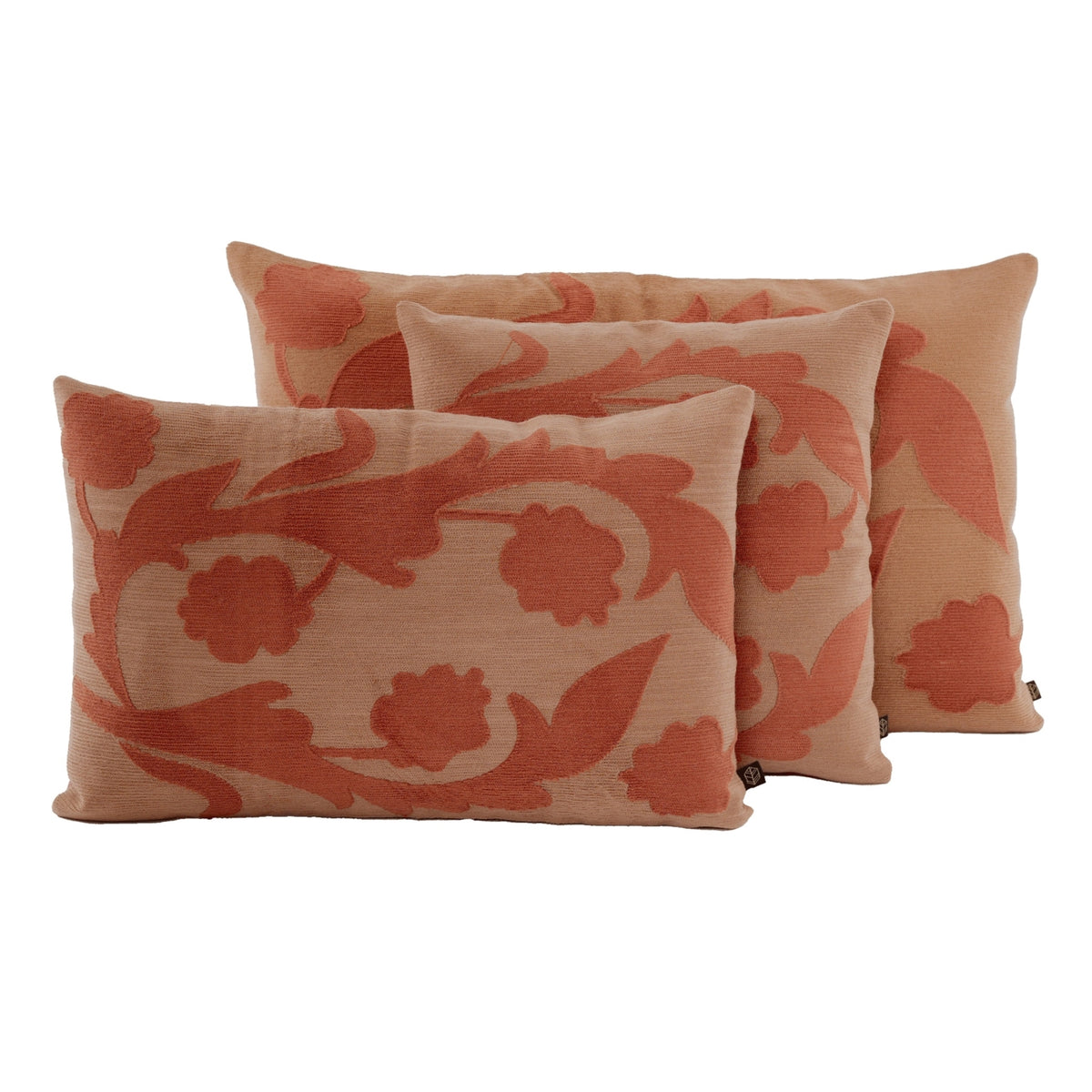 Kissen florales Muster mocca/rosé