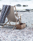Decke mit Fransen aus recycelten Materialien - braun/beige/schwarz