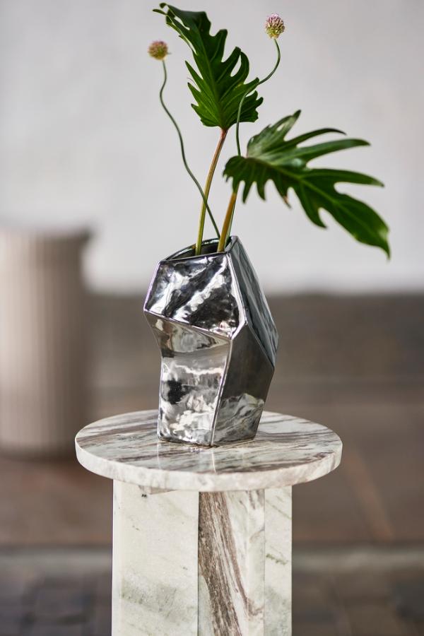 Vase skulptural chrom