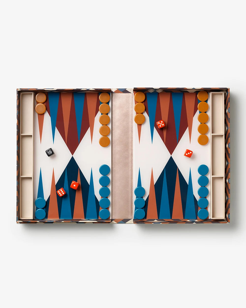 Backgammon braun blau in Box