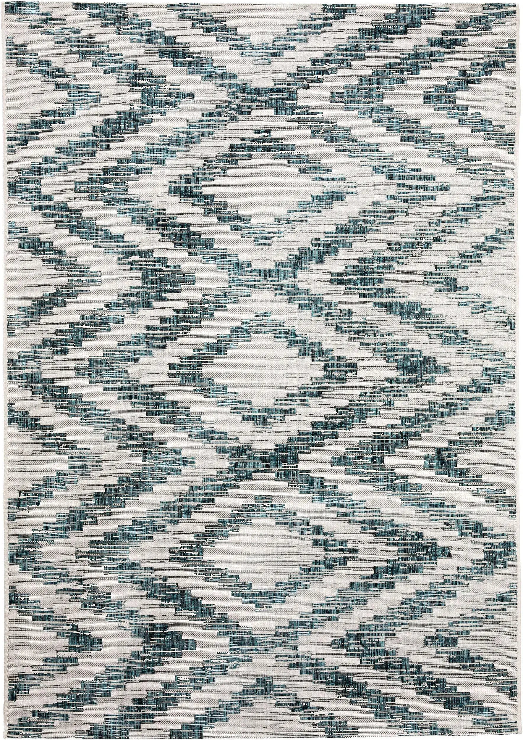 Teppich In- und Outdoor Rauten blau/türkis