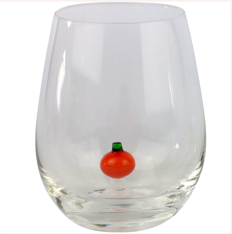 Glas mit Glasfrucht Deko