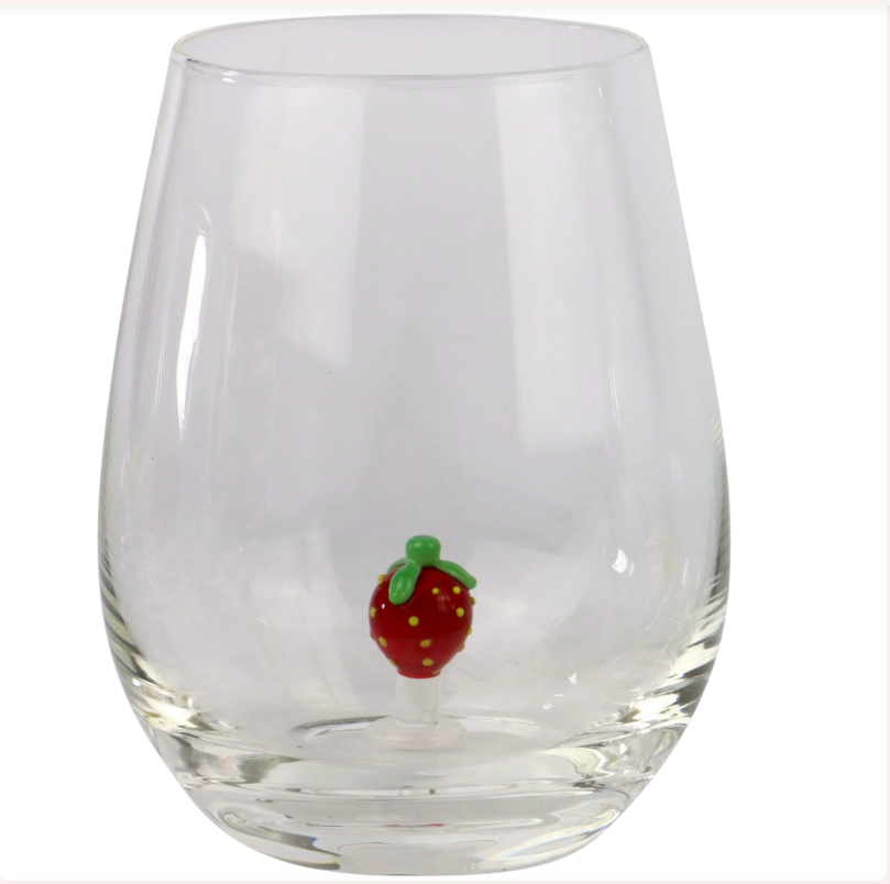 Glas mit Glasfrucht Deko