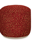 Pouff Leopard Jacquard , rot/ camel