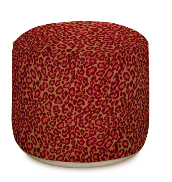 Pouff Leopard Jacquard , rot/ camel