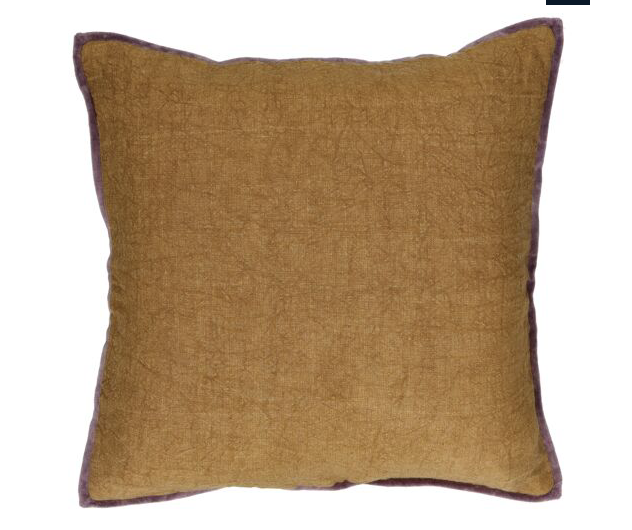 Kissen Leinen washed out mit Samtseite, 45x45 cm