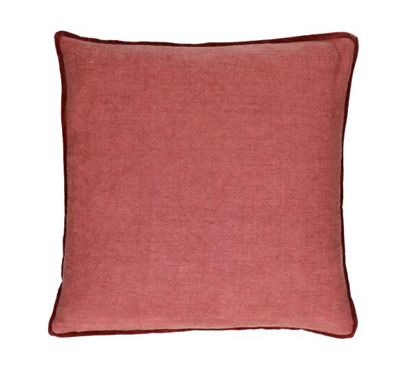 Kissen Leinen washed out mit Samtseite, 45x45 cm
