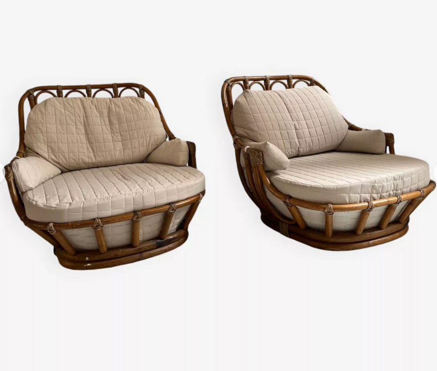 Vintage Sessel Rattan Drehsessel
