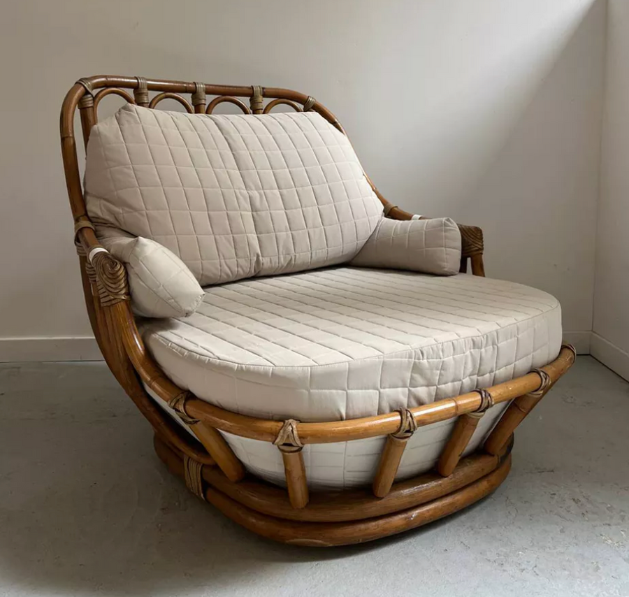 Vintage Sessel Rattan Drehsessel