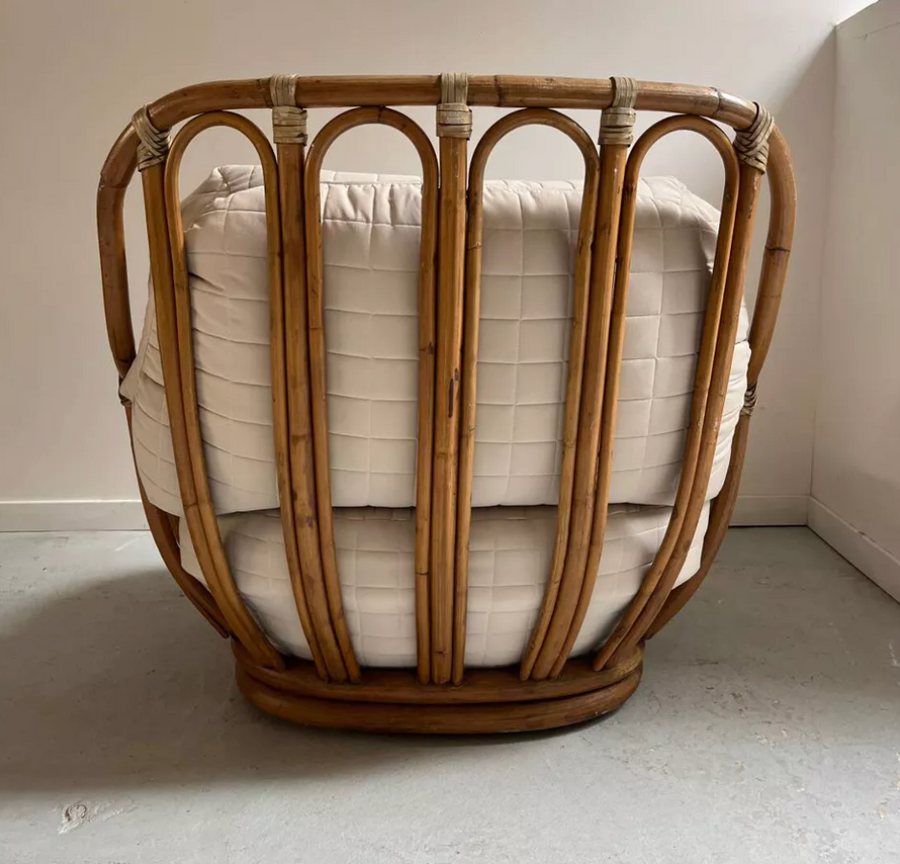 Vintage Sessel Rattan Drehsessel