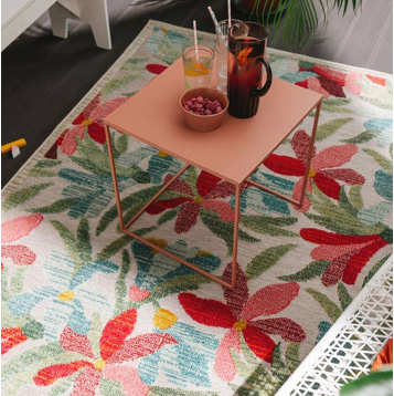 Outdoor Teppich floral erhaben,  140x200cm, bunt